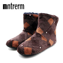 Load image into Gallery viewer, Mntrern Casual Men Shoes Home Slippers Lattice Soft Plush Male House Slippers Warm Winter New Cotton Slippers Shoes Men Big Size