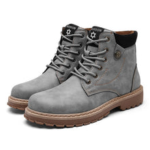 Load image into Gallery viewer, Boots Men Autumn High Quality Causal Motorcycle Ankle Boots Winter Leather Lace up Round Top Fashion Work Shoes Botas de hombre